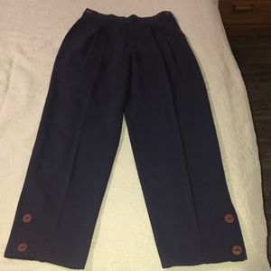 Chloe Navy Cropped Straight Leg Trousers